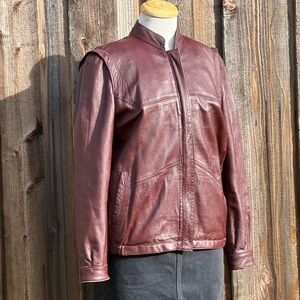 VINTAGE Leather bordeaux coat|M